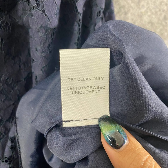 Joie Mini Dress XS Navy Blue Lace V-Neck A-Line Damasia Cocktail Party - Picture 12 of 12